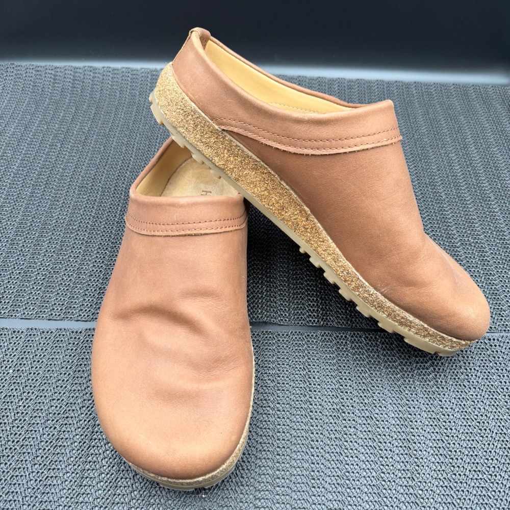 Haflinger Leather Slip On Clogs Shoes Brown EU 42 US Women 11 Men 9 Cork Sole